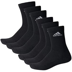adidas Unisex sokken 3 strepen crew, 6 stuks, zwart, 43/45 EU