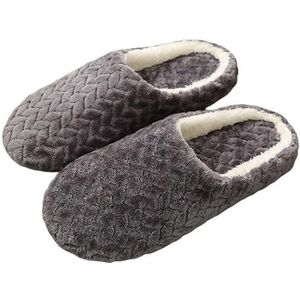 Dames herenpantoffels winter warm lang pluche zacht comfortabel katoenen schoenen paar slaapkamer harige dikke zool (Color : Grey-C, Size : 40-41)