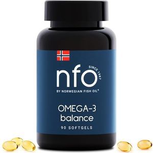 NFO Omega 3 Balance Visolie capsules met 180 mg EPA en 120 mg DHA als TG & vitamine E, visolie omega 3 capsules hoge dosering, omega 3 olie aminozuren complex hoge dosering, uit Finland