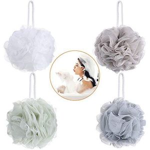 Badspons, 4 stuks, mesh douchespons, badspons, zachte spons, luffa-spons, grote wasspons/massagespons/peelingspons voor vrouwen en mannen, kalmeren