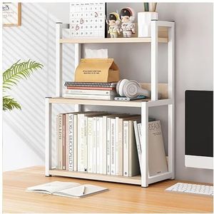 Boekenkast Boekenrek Desktop Boekenplank 3-laags Boekenplanken Metalen Frame Houten Plank Aanrecht Display Opbergplank Voor Woonkamer Boekenplank Boekenkasten (Color : B, Size : 45 * 22 * 64cm)