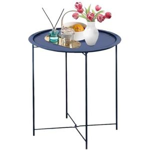 Campingtafel Klaptafel Buitentafel Opklapbaar Dienblad Metalen Bijzettafel Ronde Tafel Opvouwbare Tafel Voor Thuiskamperen Opvouwbare Campingtafel Picknicktafel (Color : Blue, Size : 18.5 * 19.5in)