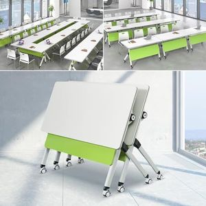 LIUWOPA Flip Top Opvouwbare Conferentie Training Tafel met Stille Caster Wielen Mobiele Rechthoekige Vergaderzaal Tafels voor Thuiskantoor Grote Seminar Tafel Bureau 2 Pack