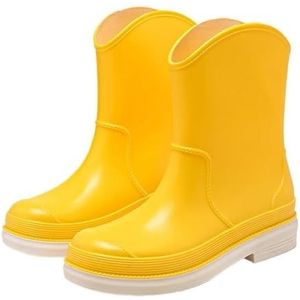 Tuinschoenen for dames, waterdichte regenlaarzen for dames - comfortabel interieur, brede kuitlaarzen for dames - gemakkelijk aan en uit te trekken(Yellow_35)