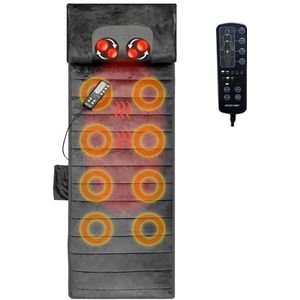 ECOPE® Volledige Lichaamsmassage Mat met 8 Vibratiemotoren en Lumbale Verwarming | Rug- en Nekmassage Matras met Shiatsu Massagekussen, 15 Massagestanden