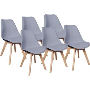 TOOSIS Set van 4 eetkamerstoelen, gestoffeerde keukenstoelen, Scandinavische stoelen voor keuken, woonkamer en eetkamer, 6 grijs