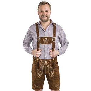 Schöneberger Trachten Couture Heren Alpenjäger Lederen Broek Korte Schoneberg Kostuums Kostuum Broek (64, Medium Bruin)