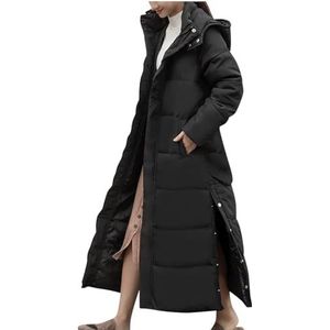 Winter Coat for Women Plus Size Long Quilted Outerwear Plush Hooded Puffer Jacket Thicken Warm Padded Overcoat (M,black)