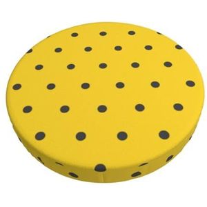 GRatka Hoes voor ronde kruk, hoes voor barstoel, antislip zitkussen voor thuisbar, 30,5 cm, zwarte stippen, gele achtergrond