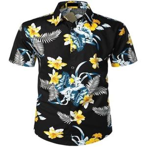 Hawaiiaans Overhemd For Heren, Korte Mouw, Zomer, Kleurrijk Bedrukt, Palmbomen, Bloemen, Casual Strand-Hawaïaanse Overhemden.(Multi-colored D,3XL)