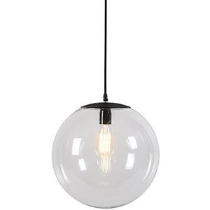 QAZQA - Moderne Hanglamp | Eettafel | Eetkamer transparant 35 cm - Pallon | Woonkamer | Slaapkamer | Keuken - Glas Langwerpig - E27 Geschikt voor LED - Max. 1 x 60 Watt