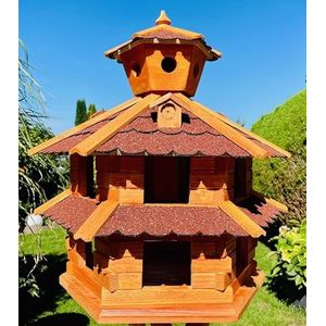 Houten vogelhuisje incl. standaard ca. 44x36x27cm | vogelhuisje voor