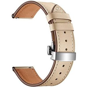 Lederen band Compatible With Samsung Galaxy Horloge 4 3 Classic Band 42mm / 46mm / Actief 2 40 mm 44mm / 41mm / 45mm 20mm 22mm horlogeband armband riem (Color : Apricot silver, Size : For Active2 40