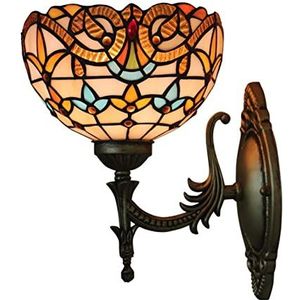 Tiffany Barok Stijl 7,8-Inch Wandlamp Met Glas-In-Lood Lampenkap, Geschikt Voor Cafés, Bars, Kantoren, Keukens, Geschenken