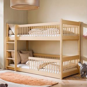 Hoogslaper kinderen, stapelbed, kinderbed | massief grenenhout, afgeronde randen, ombouwbaar tot 2 bedden | Maten: 80x180, 90x190, 90x200 cm | 90x200 cm van 4 tot 18 jaar | natuur