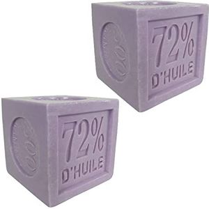 SudoreWell® Savon de Marseille dobbelsteenzeep, lavendel, 2 x 300 g kubus, 100% natuurlijk, zonder kleur- en geurstoffen