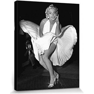 1art1 Marilyn Monroe Poster Kunstdruk Op Canvas Seven Year Itch, White Dress Scene Muurschildering Print XXL Op Brancard | Afbeelding Affiche 50x40 cm