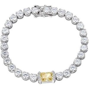 IJsbloem diamanten mannelijke armband ins niche ontwerp gele diamant roze diamant ingelegde groep ingelegde diamant S925 zilver licht luxe eenvoudig temperament (Size : Purple17cm)
