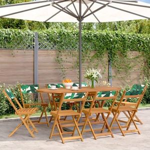 XGWKCNV Buiten Buiten Zitten,Outdoor Stoelen,Opvouwbare Tuinstoelen 8 PCs Groene Stof en Massief Hout