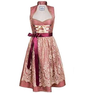 Edelnice Trachtenmode Exclusieve designer opstaande kraag Midi Dirndl Diana incl. kanten dirndlschort Gr. 32-54, roze, 36