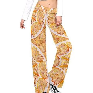 Gele Wind Patronen Yoga Broek Voor Vrouwen Casual Broek Lounge Broek Trainingspak Met Trekkoord M