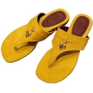 Sandalen, Dames slippers met vierkante kop en kwastjes - Lage sandalen met hak for buiten Slippers voor dames(Yellow,40 EU)
