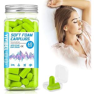 Oorstoppers, ruisonderdrukkende oordopjes SNR 38 dB, Quies bal om te slapen van zacht schuim, herbruikbare gehoorbescherming voor slapen, werken, reizen - 60 paar