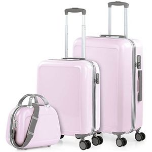 ITACA - Koffer Set - Reiskoffer set. Kofferset voor Elke Reis Handbagage & Trolley Koffers met Wielen - Ultiem Reisgemak 702600B, Roze
