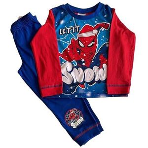 Marvel Jongens Spiderman Kerst Feestelijke Pyjama PyjamaSet Nachtkleding Blauw, marineblauw, 1-2 jaar