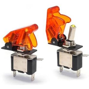 12V 20A Tuimelschakelaar Auto Auto Boot Vrachtwagen Verlichte Tuimelschakelaar Met Veiligheid Vliegtuig Opklapbare Afdekkap ASW-20D(ASW-07D Yellow)