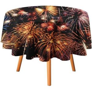 Vuurwerk Rond Tafelkleed Waterdicht Tafelkleed Polyester Tafelhoes voor Dining Outdoor Party Picknick 36x36 inch
