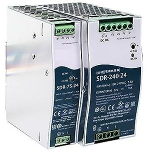 Mean Well SDR-75/120/240/480/960 W 88-264 V AC TOT DC 12 V 24 V 48 V Enkele Uitgang Din-Rail Schakelende Voeding met PFC 1 Stuks (Maat: 48V, Kleur: SDR-480P)