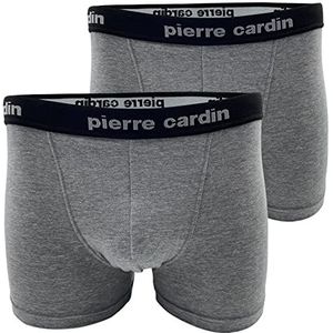 Pierre Cardin 2PCU104 Boxershorts voor heren, katoen, effen, elastisch, ondergoed, ondergoed in verpakking bipack, ondergoed - wit, zwart, grijs melange en blauw, Grijs, M