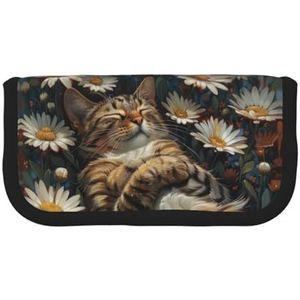 gopoo Madeliefjes en schattige katten schattig canvas etui - georganiseerde opslag voor reizen en dagelijks gebruik etui, make-upzakje