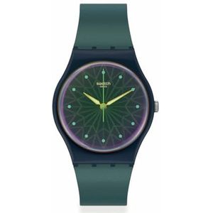 SWATCH Analoog dameshorloge kwarts met roestvrijstalen armband SO28N117, Groen, Minimalistisch