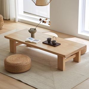 HRTLSS Japanse Vloertafel, Massief Houten Japanse Thee Vloer Tafel Lage Tafel voor Vloer Zitten Dineren, Houten Salontafel Chabudai Meubels voor Woonkamer, Receptie Kamers