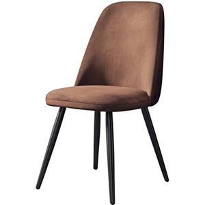 GEIRONV 1 stks keuken stoelen, moderne flanel zwarte benen home eetkamer stoel woonkamer slaapkamer appartement lounge stoelen Eetstoelen (Color : Brown)