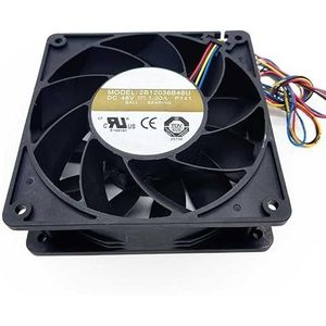 LMNCBVYA 120mm DC 48V PWM Fan - Model 2B12038B48U, 1.3A, 4-Wire, High Wind Quantity
