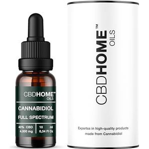 CBD HOME Oils - CBD Olie 40% - 10 ml - Full Spectrum - Basis van Kokosolie (MCT) en Biologische Hennepzaadolie - Omega 3-6-9 - Gecertificeerde Cannabidiol 4.000 mg - Gemaakt in de EU