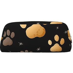 Hondenpoot Print Gedrukt Lederen Etui Draagbare Reizen Make-up Tas Grote Capaciteit Toilettas Rits Opbergtas voor Vrouwen Meisjes, Goud, Eén maat, Tas Organizer