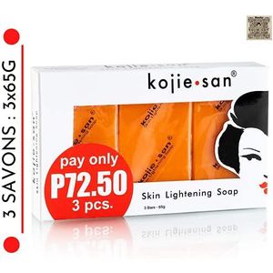 Kojie San - 3 witmakende zeep, 65 g, authentiek en origineel Kojie San Soap met kojïzuur (3 zeeps: 3 x 65 g)