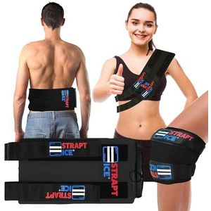 Strapt Ice Vulbare en herbruikbare riem op ijspakket - warme en koude therapiewikkel - universeel kompres voor rug, schouders, knieën, ellebogen voor pijnverlichting, therapie, verwondingen en