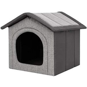 Hondenhuis hondenhok voor middelgrote honden - kattenhuis - met uitneembaar dak - dierenhuis voor katten en honden voor binnen - lichtgrijs met grafiet - 60 x 55 x 60 cm [R4/XL]