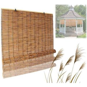 Rolgordijnen voor ramen, verkoolzing, natuurlijk rietgordijn, privacy binnenshuis, bamboetinten, lichtfiltering/waterdicht/zonwering, riettinten, eenvoudig te installeren (100 x 260 cm (B x H)