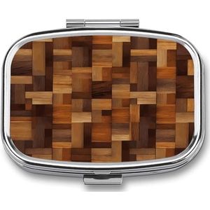 Houten Pillendoos Pil Organizer Pil Case 2 Compartiment Geneeskunde Pil Organizer Kleine Pil Case Pil Container Pillenhouder Leuke Pillendoos Mini Pillendoosje