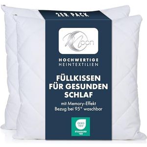 Moon - Set van 2 vulkussens viscoschuim vlokken - extra stevig met 400g - sofakussen met geheugeneffect - wasbaar op 95 ° (40x40 cm)