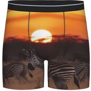 GRatka Boxer slips, heren onderbroek Boxer Shorts been Boxer Briefs grappige nieuwigheid ondergoed, Afrika zonsondergang zebra print, zoals afgebeeld, L