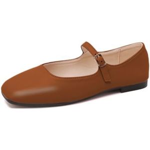 Rojeam Dames Schoenen Ballerina Flats Pompen Ballet Flat Slip-on Ballerina Pompen Schoenen Dames Loafers Bruin 41 EU