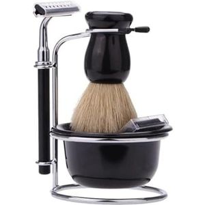 OIFAODAO, Scheermeshouder Praktische scheerborstelstandaard for heren, mannelijke roestvrijstalen scheerapparaathouderset, plankscheeropbergrek badkameraccessoires,Scheerkwast houder(Black1)