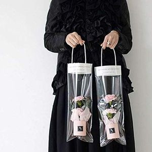 10 stks 3 size Rose Draagtas Transparante Gift Bags Bruiloft Decoratie Kan Hangen Harde Vriendin Bloem Boxes-40cmx15cm